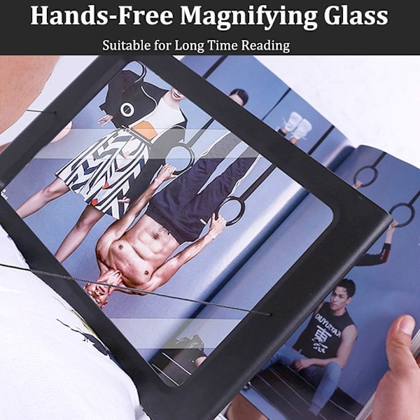 Handsfree Förstoringsglas med Flexibel Svanhals, Utrustad med LED-lampor för Läsning i Svagt Ljus, Perfekt för Seniorer med Åldrande Ögon och Nedsatt Syn