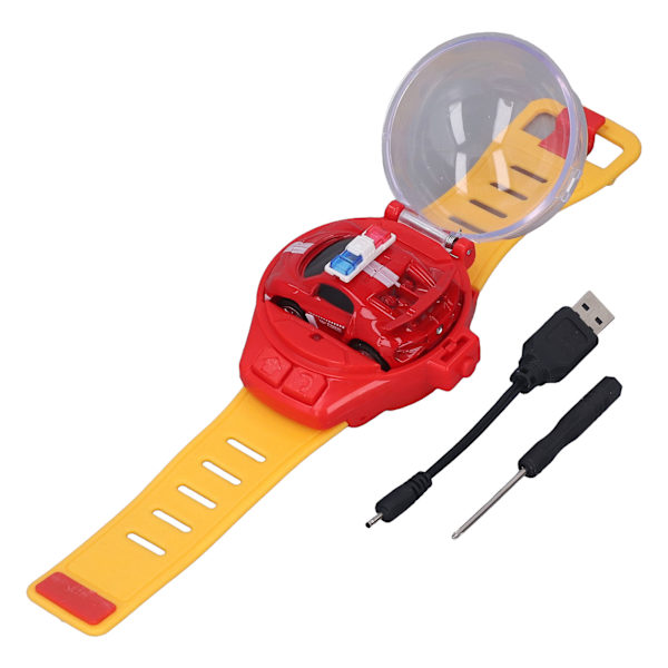 Mini RC Bilur Watch Legetøj 2.4GHz Tegneserie Sød USB Opladning Watch Fjernbetjening Bil Legetøj til Drenge Piger Gaver Rød