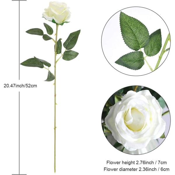 12 Pakke kunstige røde roser Blomster Silke Realistic Blossom