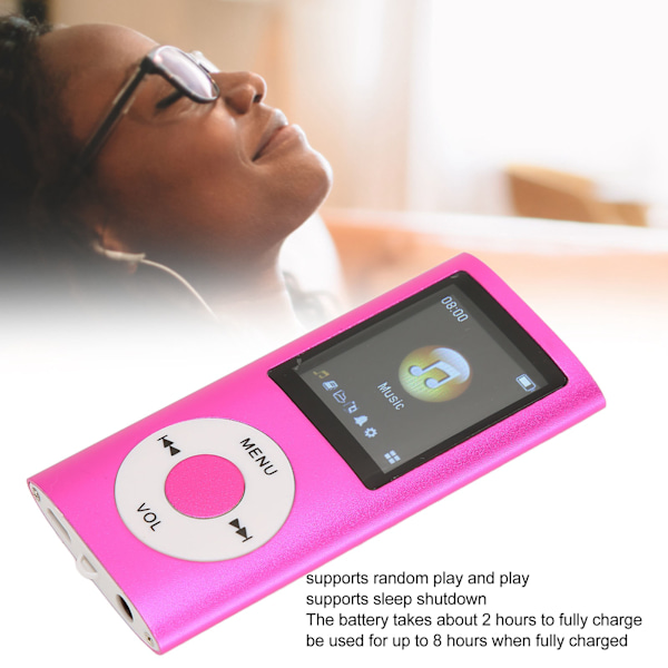 1,8 tuuman MP3-soitin Bluetooth-yhteydellä, tuki muistikortille, ultraohut LCD-näyttö, sopii opiskelijoille, juoksuun ja kävelyyn