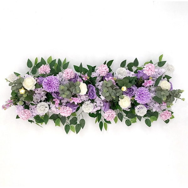 Elegant Bröllopsbåge Konstgjord Blomsterslinga, Konstgjord Blomsterranka Handgjord av Siden för Bröllopsdekoration (2-pack)