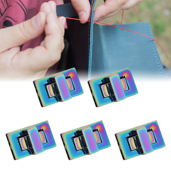 5 Set Twist Locks Färgglada Rektangulära Hållbara Utsökta Väskslutar för DIY Axelväskor Handväskor