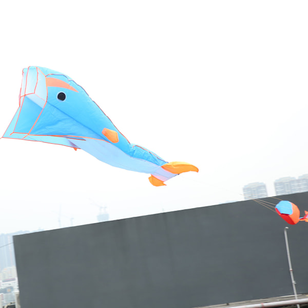 Delfinkite i polyester, 3D-tecknad djur, mjuk parafoil, utomhusleksak, blå