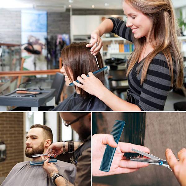 Hårklippningssax i rostfritt stål, frisörsax, professionell salongsax för barberare, en kam ingår, för hemmabruk för män och kvinnor