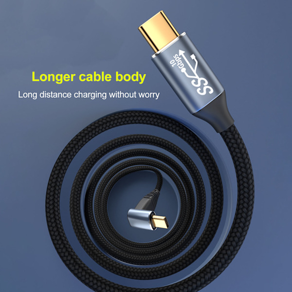90 graders USB C-kabel 4K 60Hz stöder PD100W Typ C 3.1 Gen2 Full Function USB C snabbladdningskabel för Steam Deck 50cm/19.7in
