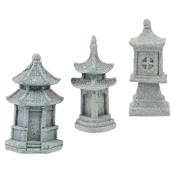 Mini paviljongstatue landskapsdekor for innendørs og utendørs bruk 3 stk