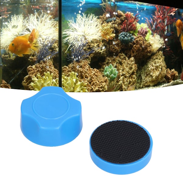 Mini akvariemagnetisk rengjøringsmiddel Akvarium algefjerning Rengjøringsbørste Glasskrubber Blå
