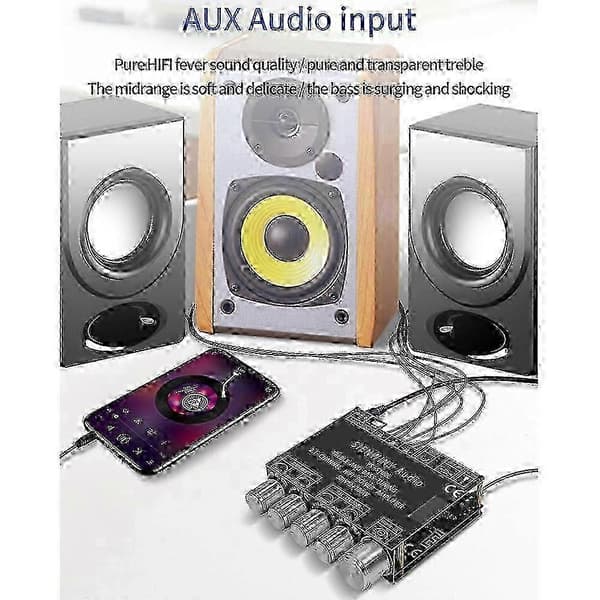 YS-S100L 2.1-kanals Bluetooth-lydforsterkerkort med diskant- og basskontroll, subwoofer-strømmodul