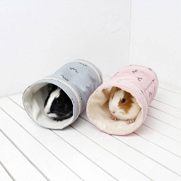 Hamster Tunnel Bed Varm Myk Gjemmested Liten Kjæledyr Tunnel Rør Reir for Marsvin Firfisle Vår Høst Blå