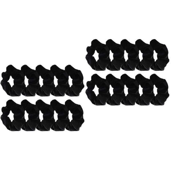 Hårbånd Svart Fløyel Scrunchie for Hårdekorasjon 20-pakning