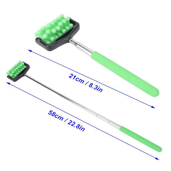 Teleskopisk rygmassagestav til mænd og kvinder, til lindring af muskelsmerter og smerter i hjemmet, grøn