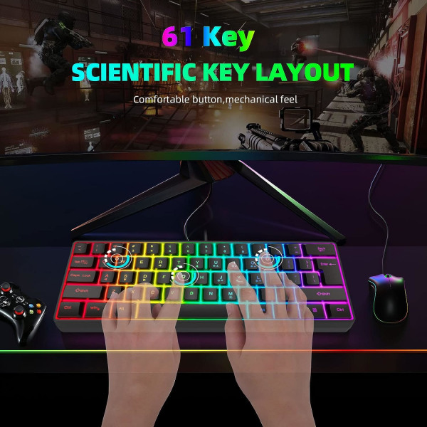 60 % kablet gaming-tastatur, RGB-baggrundsbelyst Ultra-Compact Mini