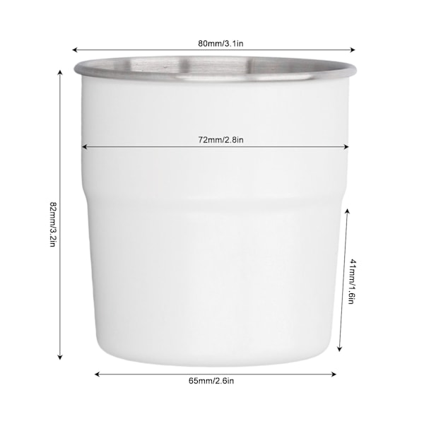 Isoleret kop 320ml rustfrit stål dobbelt væg lille kaffekrus metal drikkekop til hjem camping hvid