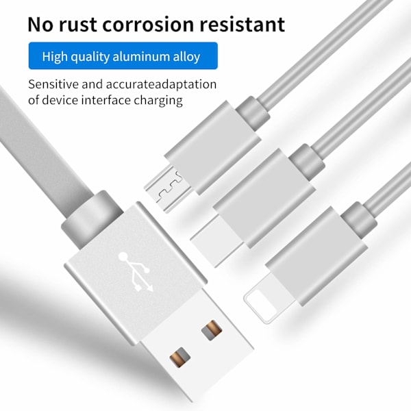 2-pak Multi USB-laderkabel Retractable 3 i 1 Multiple