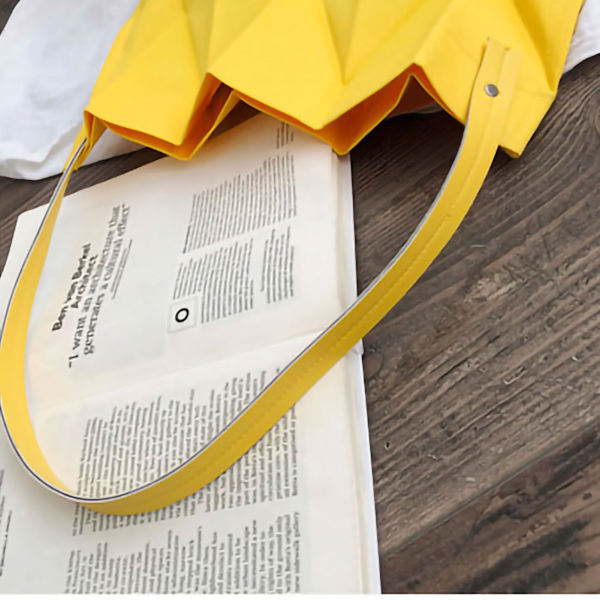 Återanvändbar Tote Bag Stor Kapacitet Mode Polyline Design Shopping Väska för Hem Resor Kontor Gul