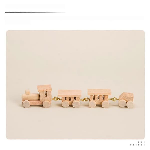 Miniature trætogsmodel til dekoration, 2 sæt dukkehus-minitog