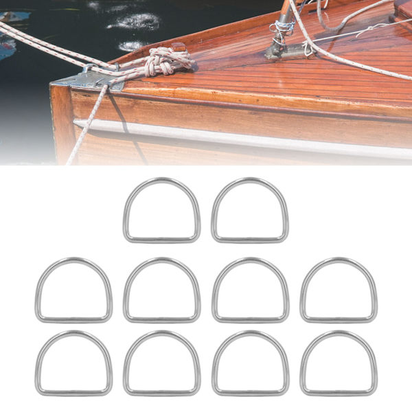 10 kpl 316 ruostumattomasta teräksestä valmistettuja D-renkaita 3 mm saumaton hitsaus puolipyöreät renkaat surffilauta kajakki tarvikkeet 15x12x3MM