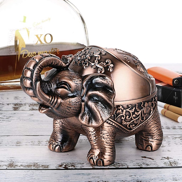 Elefant Askfat, Vindtät Design För Inomhus- och Utomhusbruk, Bordsaskfat Med Präglat Mönster Och Halkfri Botten, Dekorativ Funktion För Hemmet