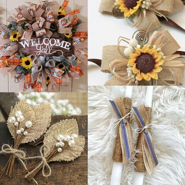 Presentband 4 cm brett, 10 m jute vintage presentband