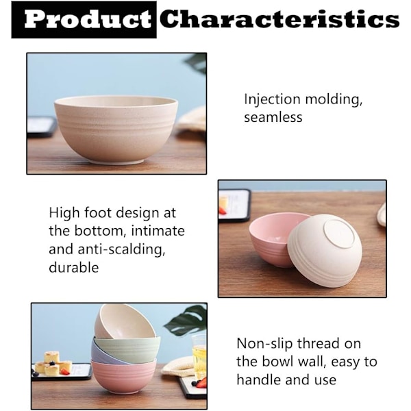 Miljövänliga Flingor Skålar - Okrossbara & Lätta Vetestråfiber Skålar, Mikrovågssäkra, Flisbeständig Design För Vardagsbruk, Fester,