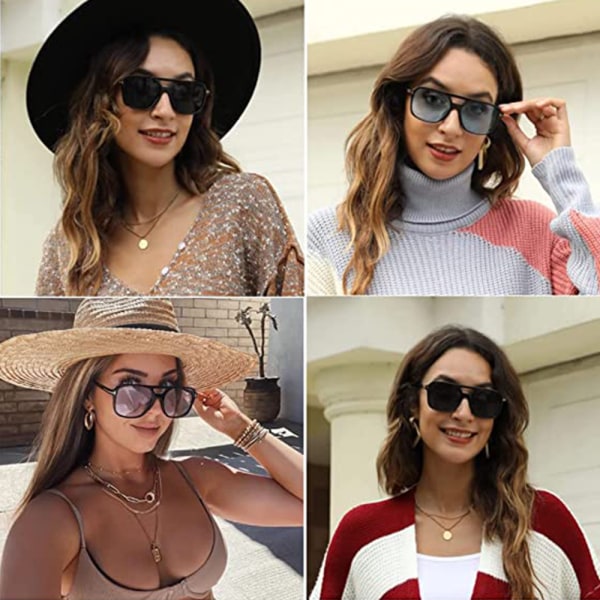 Retro overdimensjonerte firkantede solbriller for kvinner Trendy Classic