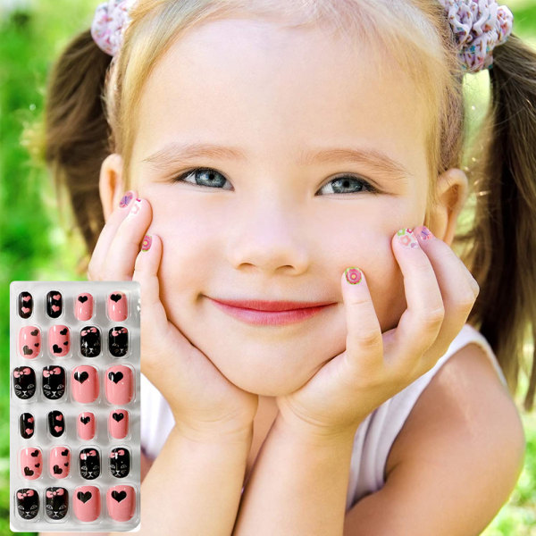 Barn Press Nails Barn Fake Nails Konstgjorda Nageltips Tjejer