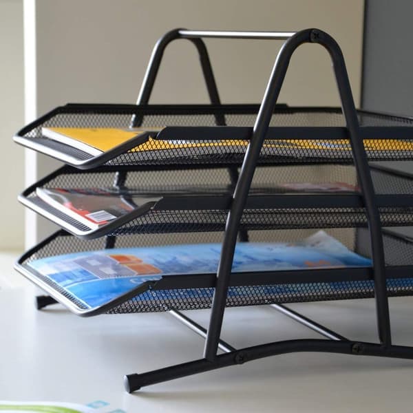 Multi-lags Design Skrivebordsorganisator, Robust Rustfrit Stål Til Kontor Hjemmebrug, Pladsbesparende Med Ridsefast Overflade