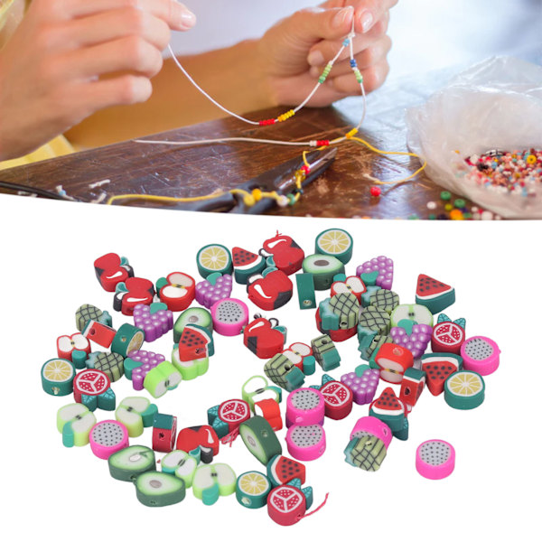 100pcs Fruit Polymer Clay Beads Handcraft DIY Combinations Safe Eco Friendly Soft Pottery Cute Clay Beads for Pendant