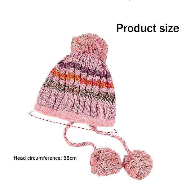 Stickad mössa och halsduk set för kvinnor, vintervarm tjock virkad bobble mössa