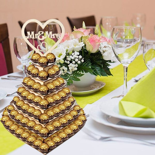 Miljövänligt Chokladställ i Trä, Med Kärleksfull Hjärtformad Design Säkerställer Hög Stabilitet Och Bred Användning, Enkel Montering För Bröllopsdekorationer Eller