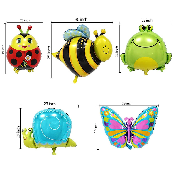 Återanvändbara Ballonger, Grodballonger Dekorationer Djurtema Festtillbehör för Födelsedag Baby Shower Jul, 5 ST Uppblåsbara med Självförsegling