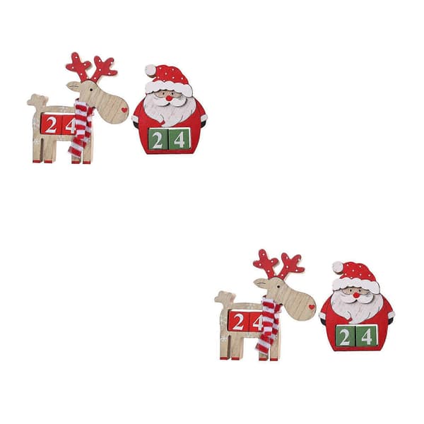 Julkalender i trä dekorativa prydnader 2-pack