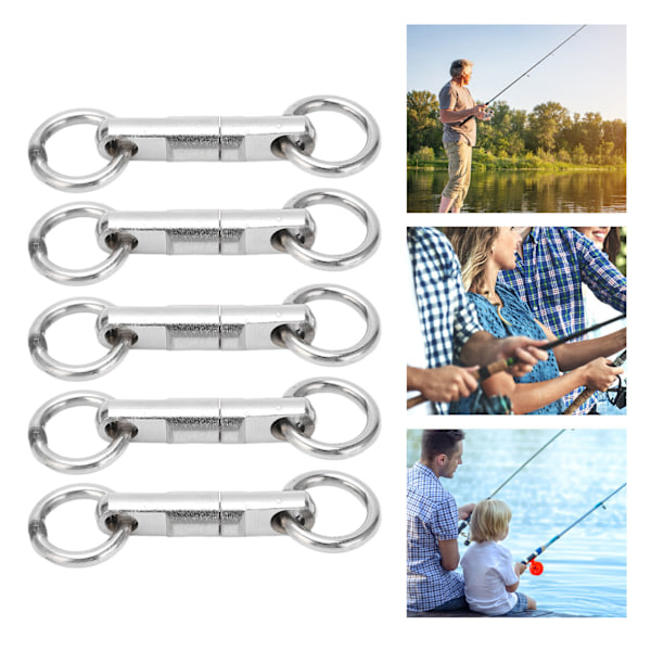 5pcs/lot Stainless Steel Column Type Rotary Ring Bearing Swivel Fishing Swivels Hook Connector Fishing Accessories7#