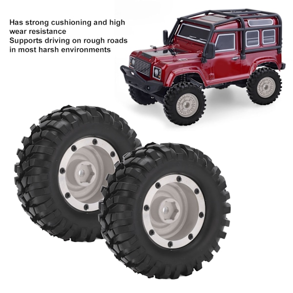 2 kpl 1,9 tuuman metalliset vanteet ja 96 mm:n kumirenkaat Tamiya CC01 D90 RC-autoon, hopea