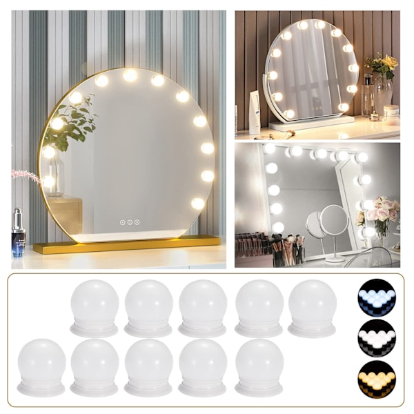 Elegant Sminkstation, Högkvalitativ LED-sminkspegel med Dimbar Belysning, 360° Rotation för Sminkspegel med Lampor, Perfekt Storlek Belysning för