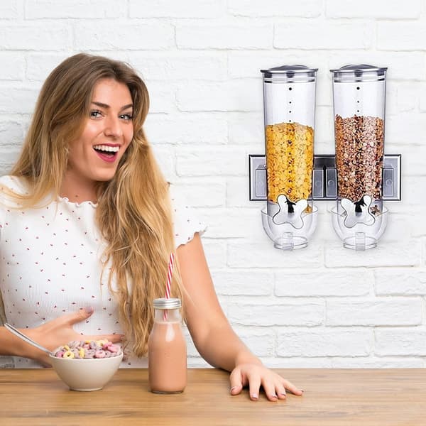 Torrfoderautomat, Innovativt dubbelt kontrollsystem med transparent visuell design för enkel övervakning, perfekt för förvaring av godis och snacks, 2-pack