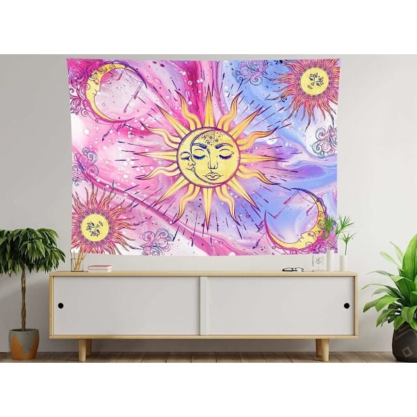 Polyester Boho Väggdekor, Mystisk Måne Och Sol Tapeter, Helt Ny Högkvalitativ, Lättviktig Mjuk Vid Beröring Hudvänlig Väggbonad För Hemmet