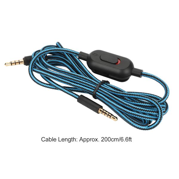 Gaming Headset Kabel Vevd Øretelefon Ledning med Volumkontroll og Dempebryter for Logitech G Pro G Pro X G433 G233 Blå