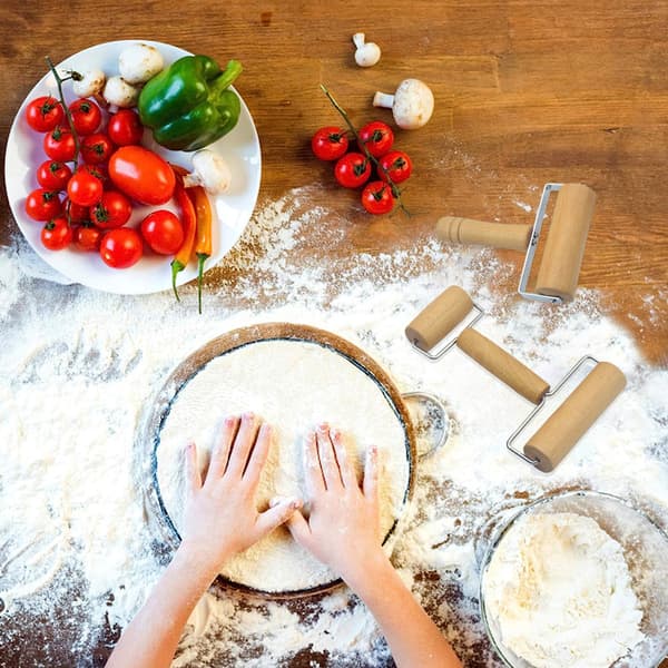 Multifunktionelt kagerulle sæt til hjemmekøkken, 2 stk. dejrulle non-stick premium materiale (træ)