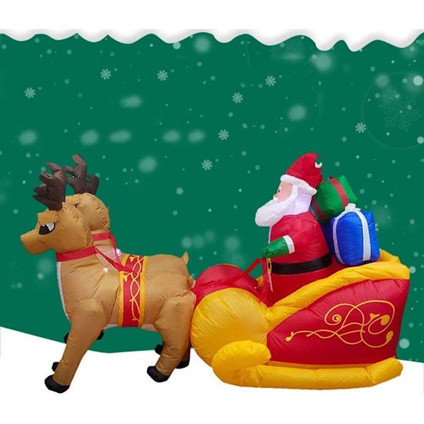 Magiska Juluppblåsbara Figurer, Premium Jultomte på Släde med Tre Inbyggda Superstarka LED-lampor, Vattentät Utomhus- och Inomhusdekoration för