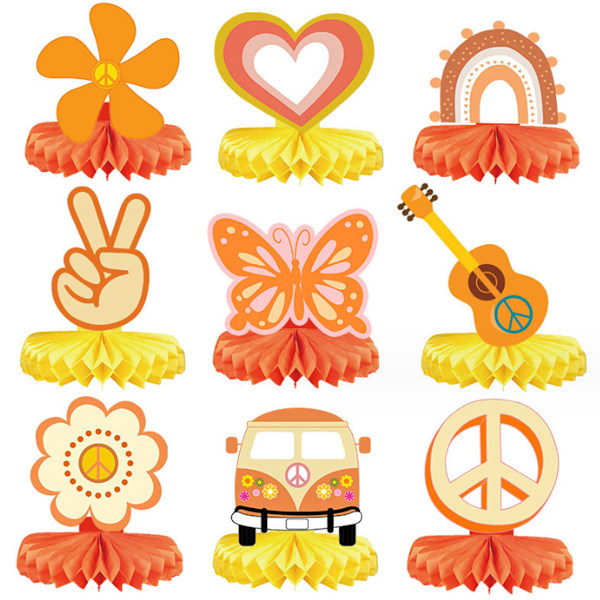 Boho Partydekorationer: Honeycomb-dekorationer för Retro Hippie-evenemang, Premiummaterial, Enkel Montering, för Födelsedagsfester, Bröllop och Baby