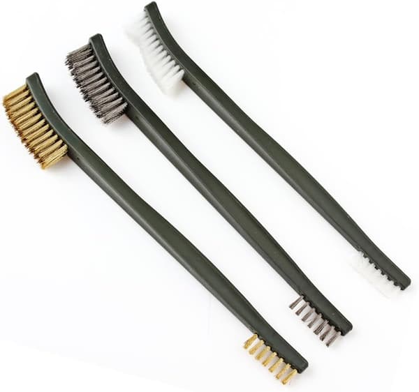 Rustfri stål nylon messingbørste, rengøringssæt til ubehandlede metaldele til maskiner, 3 stk.