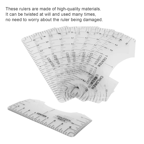 T-shirt guide lineal værktøj til justering af rund hals kalibrering og syning justering vejledning til tøjdesign (gennemsigtig)