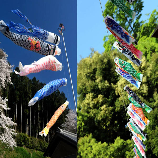Japansk karpbannerset med 5 färgglada färger