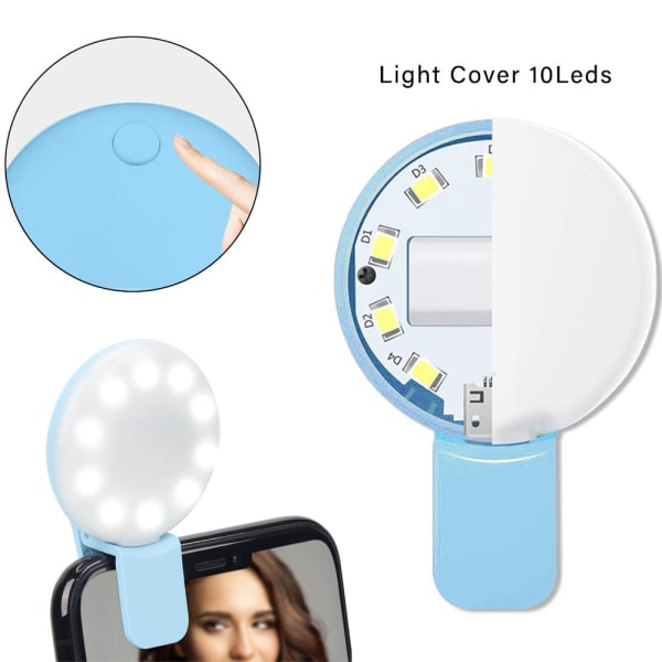 Selfie lys til telefon iPhone Laptop, Mini Clip On og bærbar