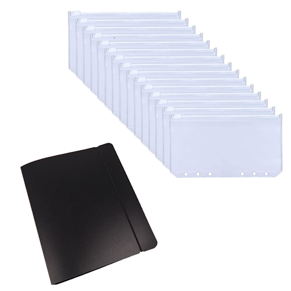 A6-pärmfickor 15-pack transparent PVC 6-håls pärmfickor