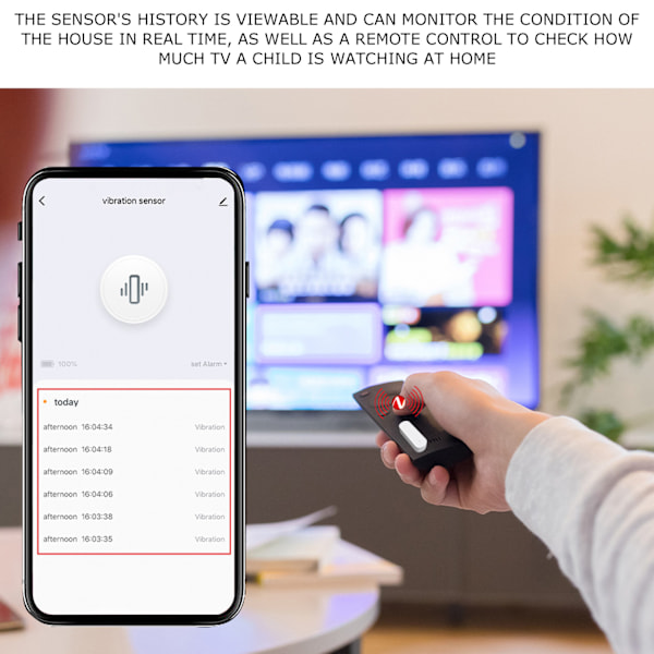 Fönsterdörrlarm Vibrationsglasbrottsensorlarm Batteridrivet för Zigbee Yuya Hem Säkerhet