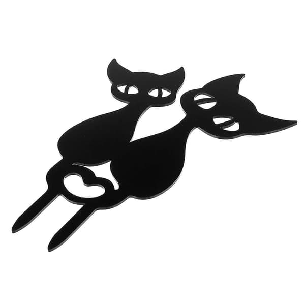 Hagekatt-dekorasjon i akryl, 5 stk. svarte kattestaker