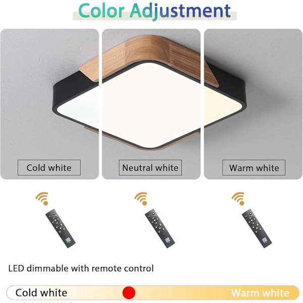 Simplistisk Linjedesign Fyrkantiga Svarta Taklampor, Hög Säkerhet Högkvalitativa Material Inomhusbruk Modern LED-Taklampa Med Automatisk Timer