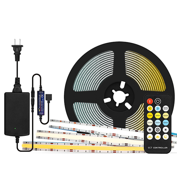 Flexibelt LED-strip kit för garderob, justerbar vit COB LED-strip CRI90+ bred användning hållbar för trappor (5M)